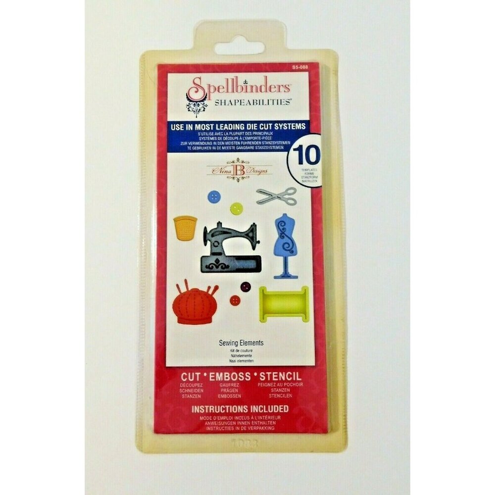 Spellbinders Shapeabilities 10 Piece Sewing Elements Die Cut Emboss Stencil